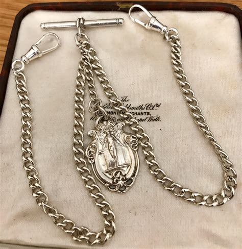 pocket watch chain brickell avenue|pocket watch chains silver.